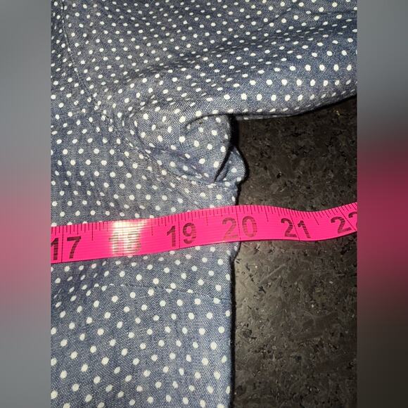 UEC OLD NAVY Blue White Polka Dot Long Sleeve Button-Up Chambray Shirt Sz M - Picture 8 of 8